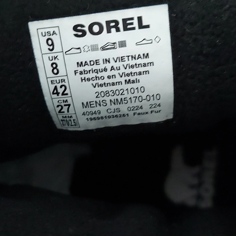 Sorel Scout 87 Black/Quarry Waterproof Men's Winter Boots Size 9 NWT